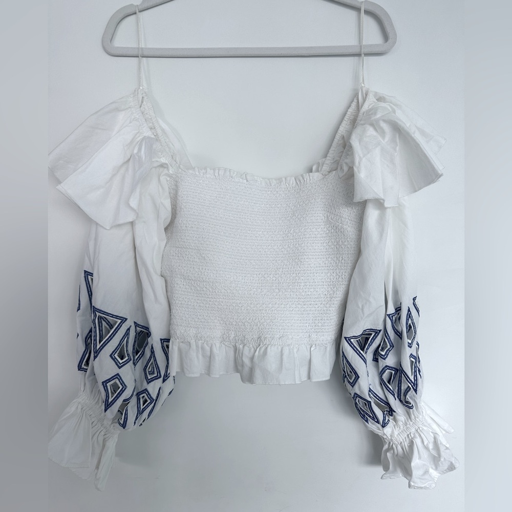 UTERQUE EYELET EMBROIDERED CROP TOP M